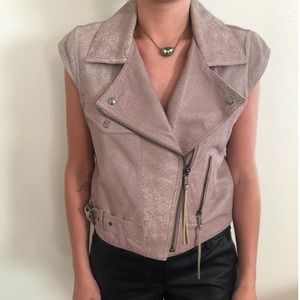 Diesel dusty pink leather Moto vest